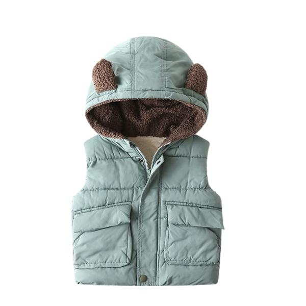 Boy Girl Hooded Warm Puffer Vest Outerwear Soft Fl...