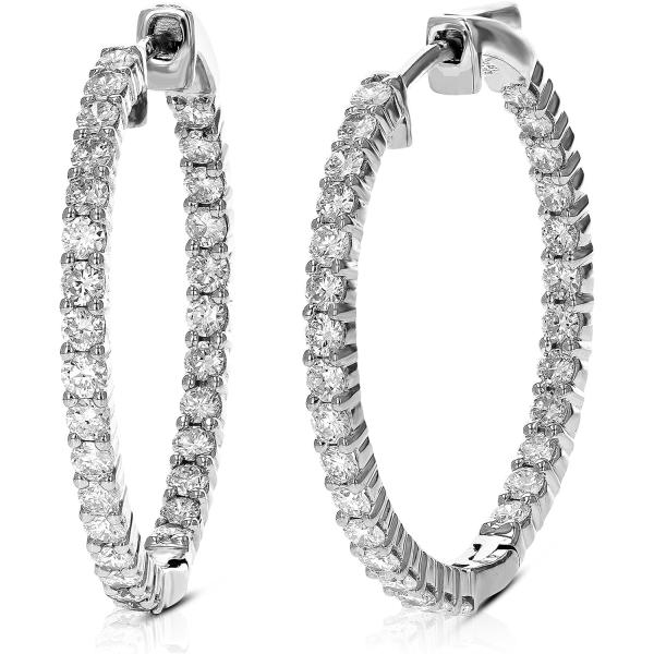 【並行輸入品】Vir Jewels 1.50 cttw ダイヤモンドフープイヤリング レディース ラ...