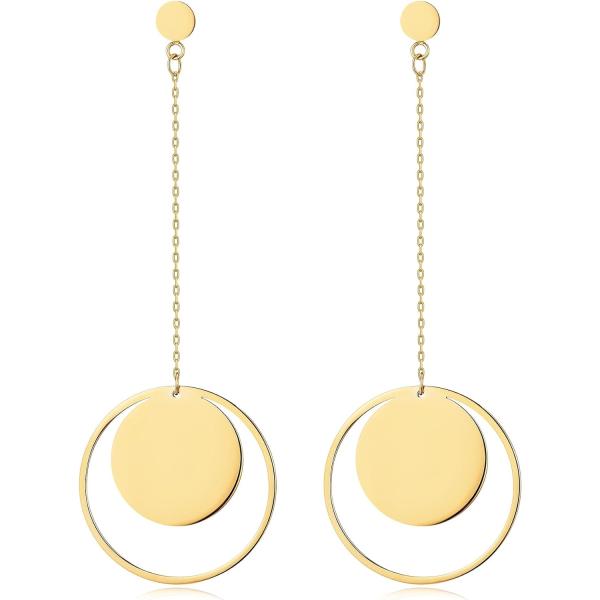 【並行輸入品】GUMENA Gold Drop Earrings for Women  18K Go...