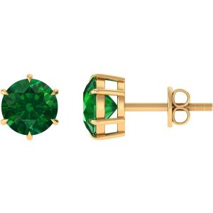 【並行輸入品】女性用のエメラルドスタッドイヤリングを作成しました（丸6 mm、1.50 ct）  1...
