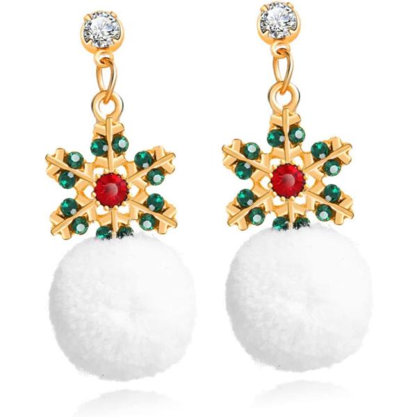 EXCEART 2 Pairs Santa Earring Fuzzy Ball Earrings ...