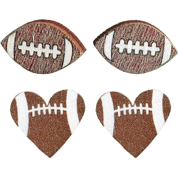 【並行輸入品】2個 ハンドメイド 木製 ラウンド ハート スタッドピアス セット ベースボール サッ...