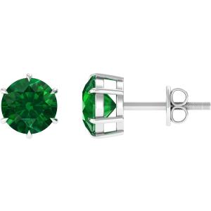 【並行輸入品】女性用のエメラルドスタッドイヤリングを作成しました（丸6 mm、1.50 ct）  1...
