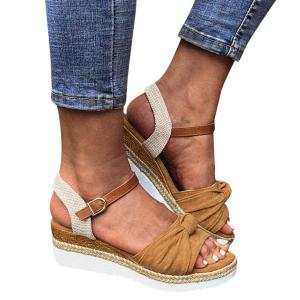 Eduavar Wedge Sandals for Women Summer Dressy Open Toe Ankle Str 並行輸入品