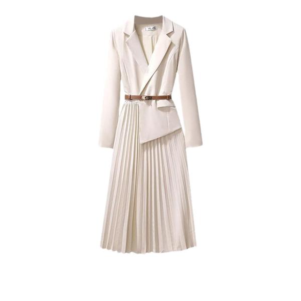 【並行輸入品】Women Long Sleeve Pleated High Waist Blazer...