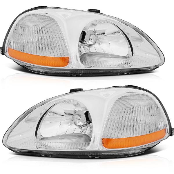 【並行輸入品】LBRST ヘッドライトアセンブリ ホンダ シビック 1996 1998 クロムハウジ...