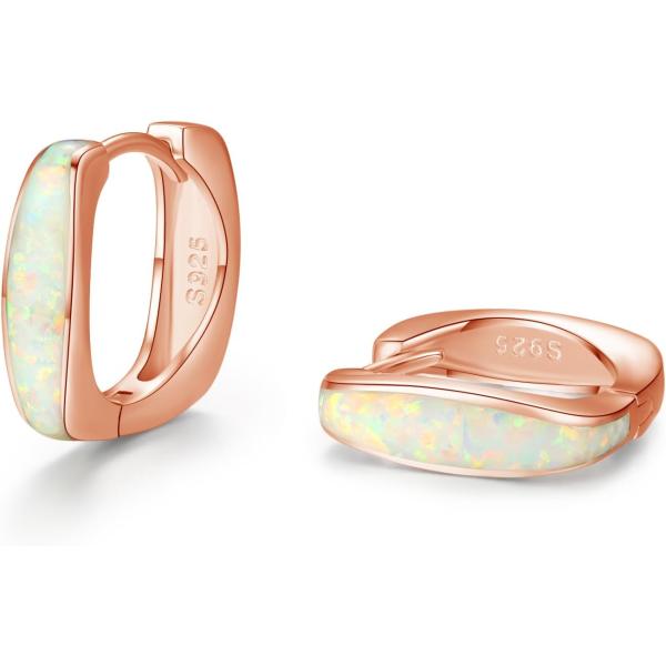 【並行輸入品】オパールフープイヤリング レディース ヒンジ付きフープイヤリング スターリングシルバー...