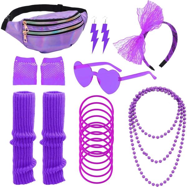 【並行輸入品】Svovin 80年代アクセサリーセット レディース ホログラフィックパック ネオンヘ...