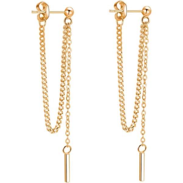 【並行輸入品】チェーンピアス レディース 18Kゴールドメッキ 上品なバードロップダングルイヤリング...