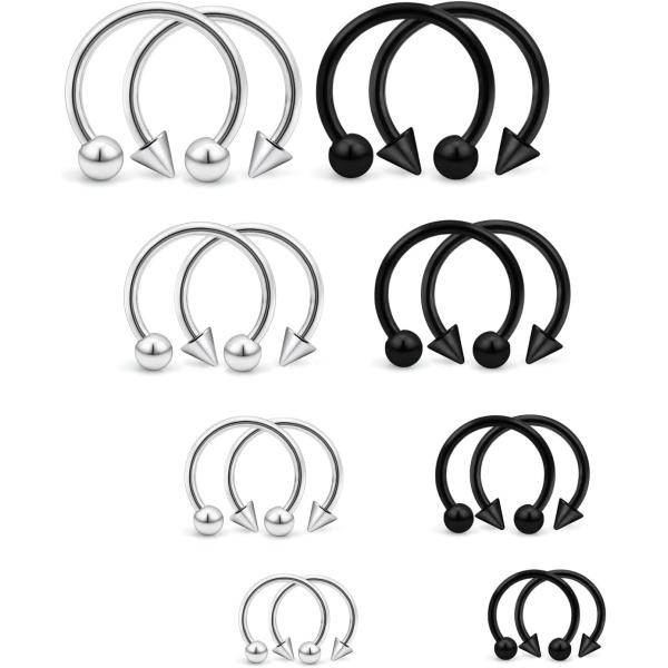 【並行輸入品】Ftovosyo 16個 16G 複数の異なるサイズ 蹄鉄バーベル サージカルスチール...