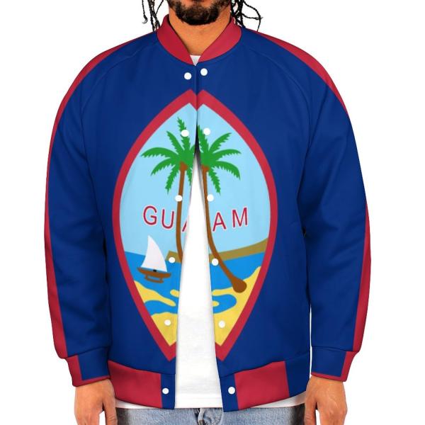Guam Flag Men‘s Baseball Jacket Long Sleeve Casual...