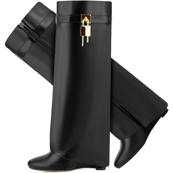 【並行輸入品】CDHYX Fold Over Boots for Women Pointy Pull...