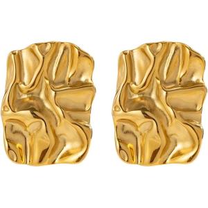 【並行輸入品】CSIYANJRY99 チャンキーゴールド 長方形スタッドイヤリング レディース 上品...