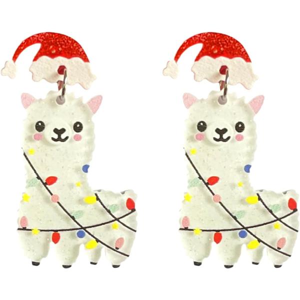 【並行輸入品】クリスマス ダングルイヤリング アクリル クリスマスツリー アルパカ サンタハット 電...