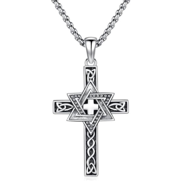 【並行輸入品】YEESIA ケルト十字架ネックレス 925スターリングシルバー ダビデの星ネックレス...