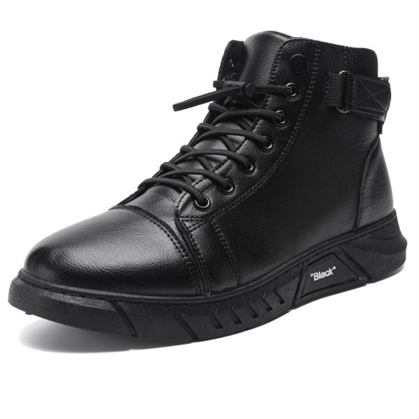 【並行輸入品】Men's Fashion Casual Black High Top Leather...