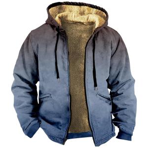 Men's Winter Gradient Fleece Jackets Casual Long Sleeve Flannel  並行輸入品｜fusion-f