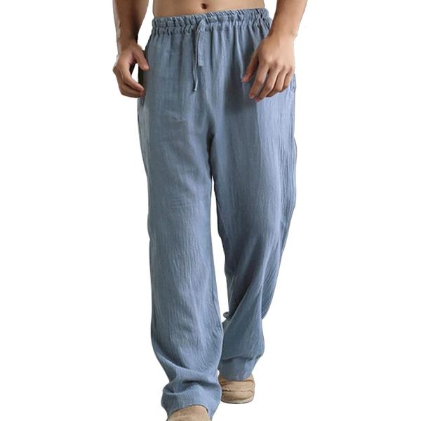 【並行輸入品】Mens Sweatpants Cotton Linen Pants Drawstri...