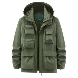 Men's Winter Work Waterproof Jacket Lightweight Cargo Multi Pock 並行輸入品