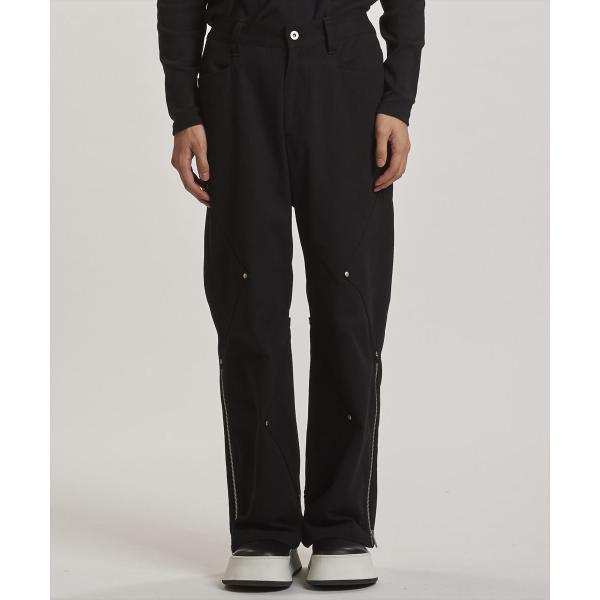 NO ID. ノーアイディー　サイドパッチＺＩＰワイドフレアＰＴ パンツ