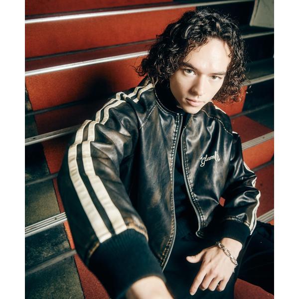 Fade Leather Track Jacket / フェイドレザートラックジャケット　glamb...