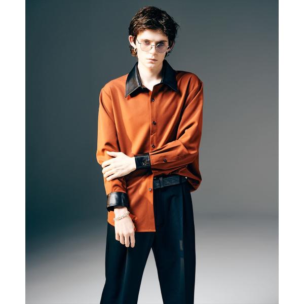 Synth Leather Collar Shirt / シンセレザーカラーシャツ　glamb グラ...