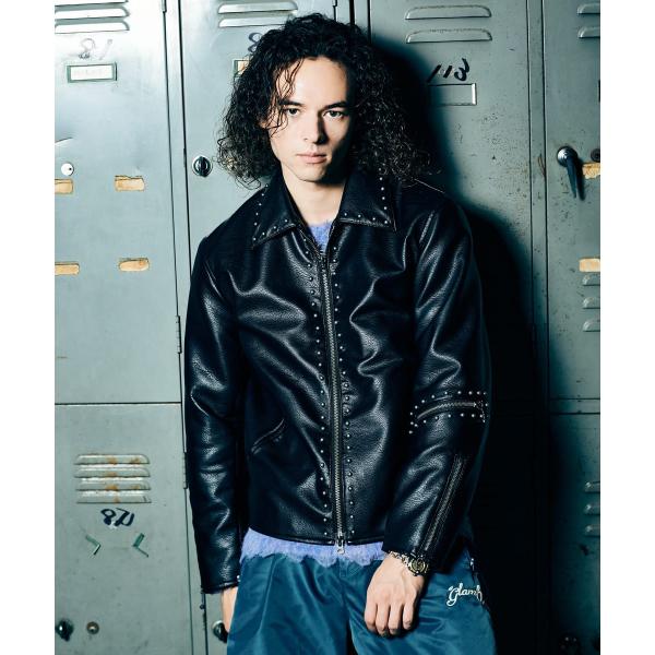 先行予約　Synth Leather Studs Jacket / シンセレザースタッズジャケット　...