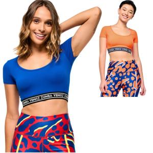 ズンバ ZUMBA Victory Tシャツ スリムフィット スクープネック クロップ丈 トップス オレンジ ブルー レディース 取り寄せ