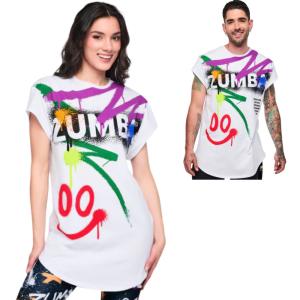 ズンバ ZUMBA ロゴ 半袖 ラウンドヘム Tシャツ 　ホワイト トップス ユニセックス メンズ レディース 取り寄せ
