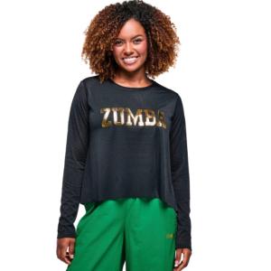 ズンバ ZUMBA 長袖 メッシュ ロゴＴシャツ ブラック レディース 取り寄せ