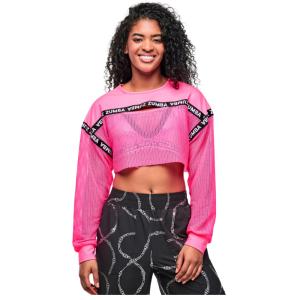 ズンバ ZUMBA ズンバ ロゴ クルーネック クロップ丈 長袖 Tシャツ ピンク レディース 取り寄せ