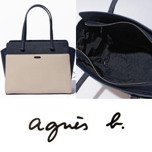 アニエスベー agnes b バッグ バイカラー トートバッグ レザー 2way
