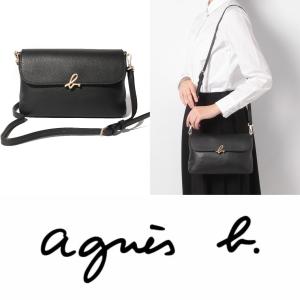 アニエスベー agnes b the b. 2way バッグ ミニ ショルダーバッグ クラッチ レザー 牛革 シンプル b. ロゴ ブラック  レディース 取り寄せ