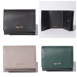 アニエスベー agnes b. ロゴ レザー 財布 三つ折り財布 ウォレット