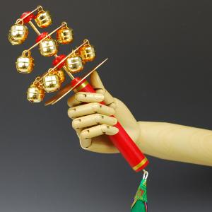 神楽鈴 仏壇屋 滝田商店 神楽鈴 本金メッキ コイル型(スプリング式) 全長32cm