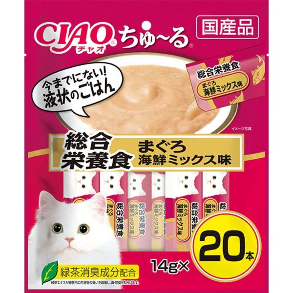 チャオ (CIAO) 猫用おやつ ちゅ~る 総合栄養食 まぐろ 海鮮ミックス味 14g×20本入 4...
