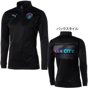 マンチェスターシティ MCFC 2021-22 プレマッチ 1/4 ジップ トップ 765179-03 サッカー トレーニングトップ 長袖 練習着 ブラック 黒 プーマ PUMA