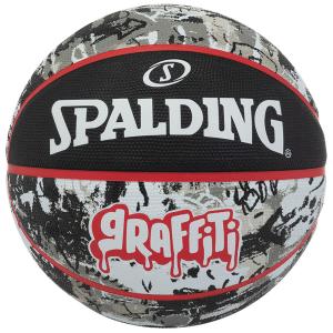 スポルディング SPALDING バスケットボール グラフィティ ブラックxレッド ラバー 5号球 84-521J｜futabaathlete