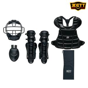 ZETT ゼット 野球 少年 軟式用 防具 ベーシック キャッチャーズギア ヘルメット マスク プロテクター レガース 4点セット｜futabaathlete