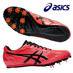 アシックス asics EFFORT MK 1091A014-701 メンズ レディース ジュニア 陸上スパイク 短距離 中距離 オールウェザー 土トラック 兼用 レッド ブラック｜futabaharajuku