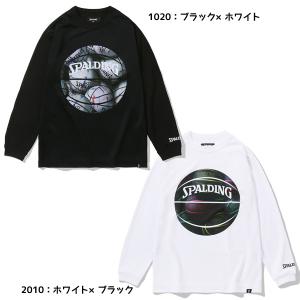 【ネコポス送料無料】スポルディング SPALDING ジュニア バスケットボール ロングスリーブT ボールプリント ミニバス  練習着 長袖 長袖Tシャツ 子供用 SJT23155｜futabaharajuku