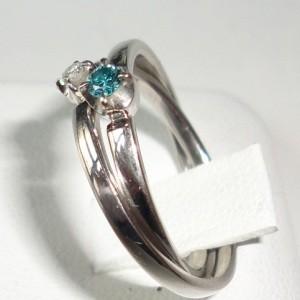 Pt950 ダイヤモンド　2連リング Classic CHESS Pt950 K18YG 二連風 ダイヤモンドリング 0.54ct