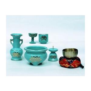 仏具 仏具5点セット 青磁 りん付 : 仏壇・仏具ふたきやヤフーショップ