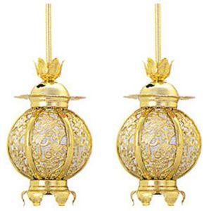 院玄灯籠 吊灯籠 真鍮 利休型 サイズ中 消金 1対2個セット ( 利久形