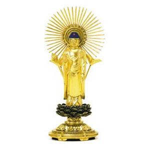 仏像 仏具 木製金箔 平安丸台 阿弥陀如来 真宗大谷派 （東） 肌粉 青 