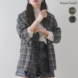 アウター コート ジャケット チェック柄 BIG 大きいサイズ ミドル丈 韓国 ファッション  チェック柄BIGジャケットコート｜futier-land