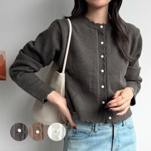 LINEクーポン利用で4990円★トップス カーディガン  デイリー シンプル ベーシック カジュアル 大人カジュアル 秋 冬 きれいめ/スカラップニットカーディガン