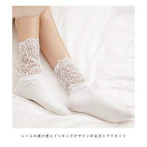 ソックス 靴下 レース付きシアー 透け感 ショ...の詳細画像1