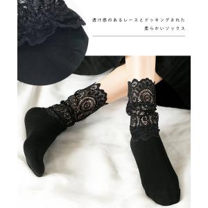 ソックス 靴下 レース付きシアー 透け感 ショ...の詳細画像2