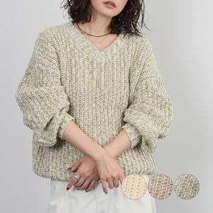 LINEクーポン利用で5990円★トップス ニット Vネック 畦編み デイリー シンプル ベーシック カジュアル 大人カジュアル 韓国ファッション/Vネックニット